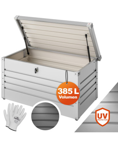 Gartenbox Metall 385L Hellgrau wasserdicht